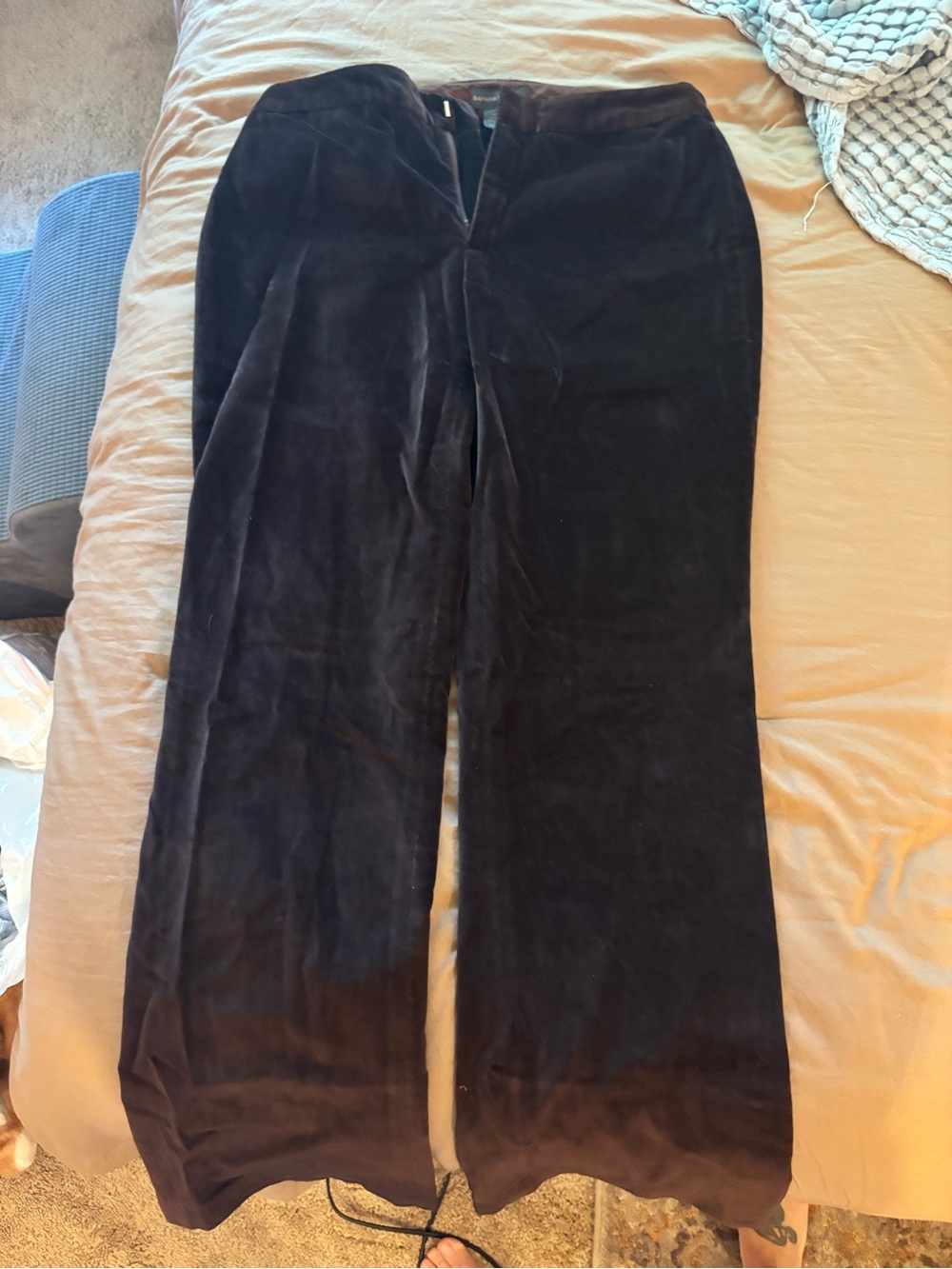 Banana Republic Black Wide-Leg Velvet Trousers